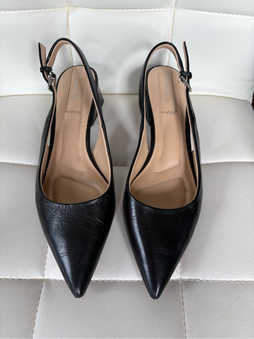 Franco Sarto Black Pointed Slingback heels